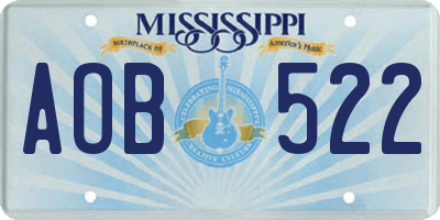 MS license plate AOB522
