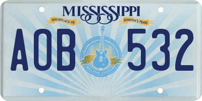 MS license plate AOB532