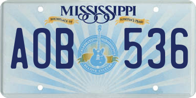 MS license plate AOB536