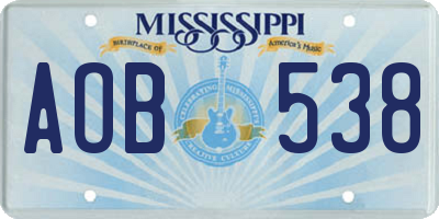 MS license plate AOB538