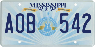 MS license plate AOB542