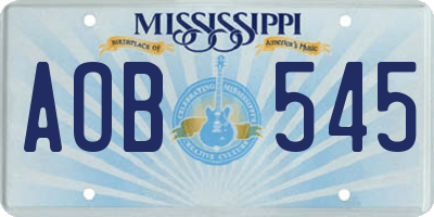 MS license plate AOB545