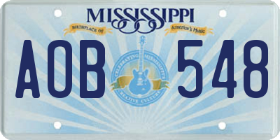 MS license plate AOB548