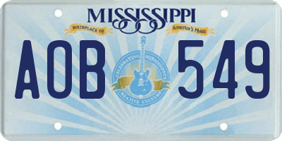 MS license plate AOB549
