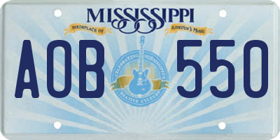 MS license plate AOB550