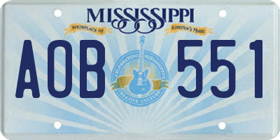 MS license plate AOB551