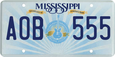 MS license plate AOB555