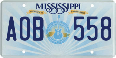 MS license plate AOB558