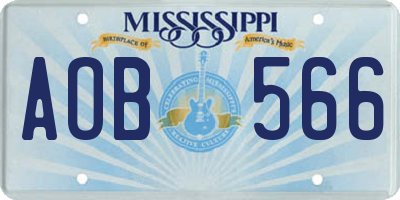 MS license plate AOB566