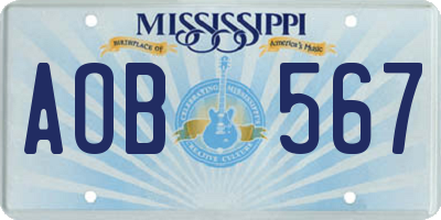 MS license plate AOB567