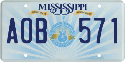 MS license plate AOB571