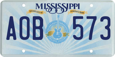MS license plate AOB573