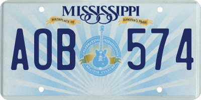 MS license plate AOB574