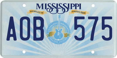 MS license plate AOB575