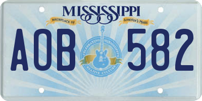 MS license plate AOB582