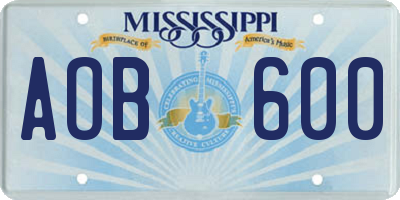 MS license plate AOB600