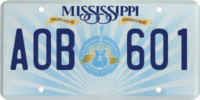 MS license plate AOB601
