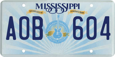MS license plate AOB604