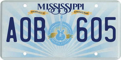 MS license plate AOB605
