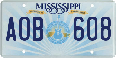 MS license plate AOB608