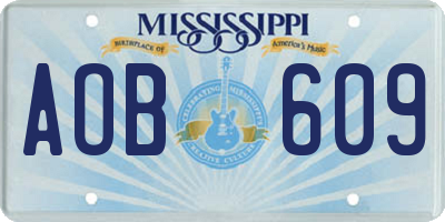 MS license plate AOB609