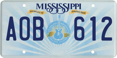 MS license plate AOB612
