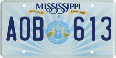 MS license plate AOB613