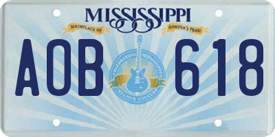 MS license plate AOB618