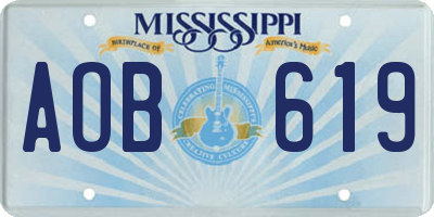 MS license plate AOB619