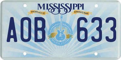 MS license plate AOB633