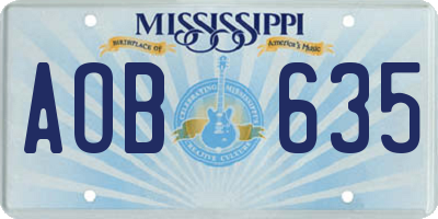 MS license plate AOB635