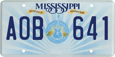 MS license plate AOB641