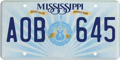 MS license plate AOB645