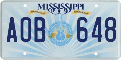 MS license plate AOB648
