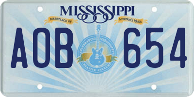 MS license plate AOB654