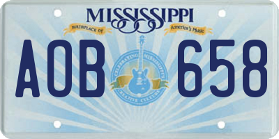 MS license plate AOB658
