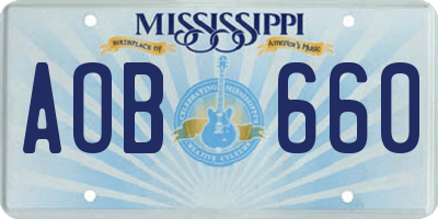 MS license plate AOB660