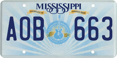 MS license plate AOB663