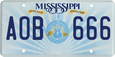 MS license plate AOB666