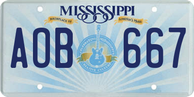 MS license plate AOB667