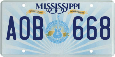 MS license plate AOB668