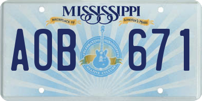 MS license plate AOB671