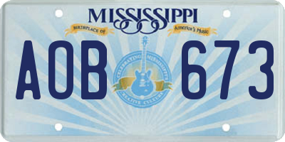 MS license plate AOB673