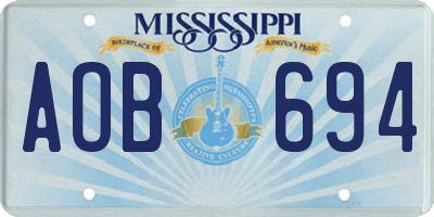 MS license plate AOB694