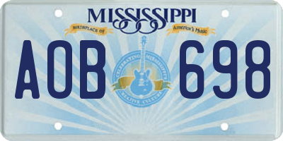 MS license plate AOB698