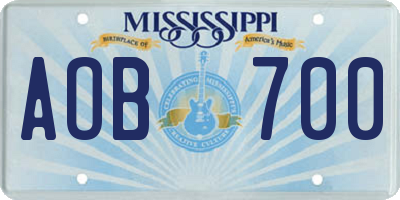 MS license plate AOB700