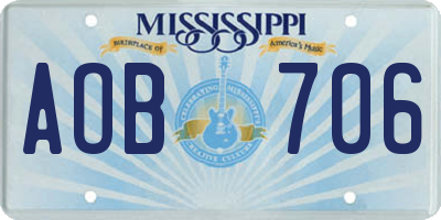 MS license plate AOB706