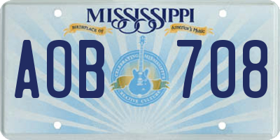 MS license plate AOB708