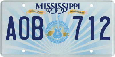 MS license plate AOB712