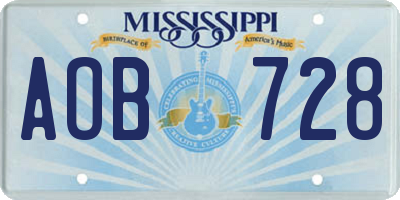 MS license plate AOB728